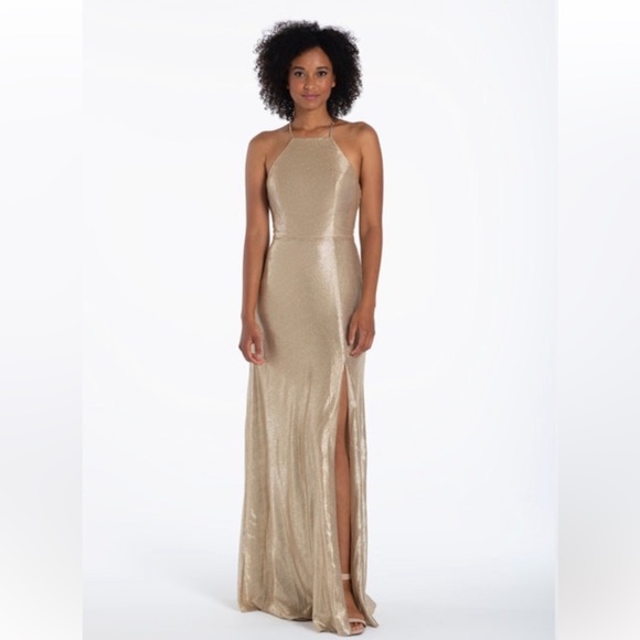 Hayley Paige Occasions Dresses & Skirts - Hayley Paige Occasions Shimmering Gold Maxi Dress
